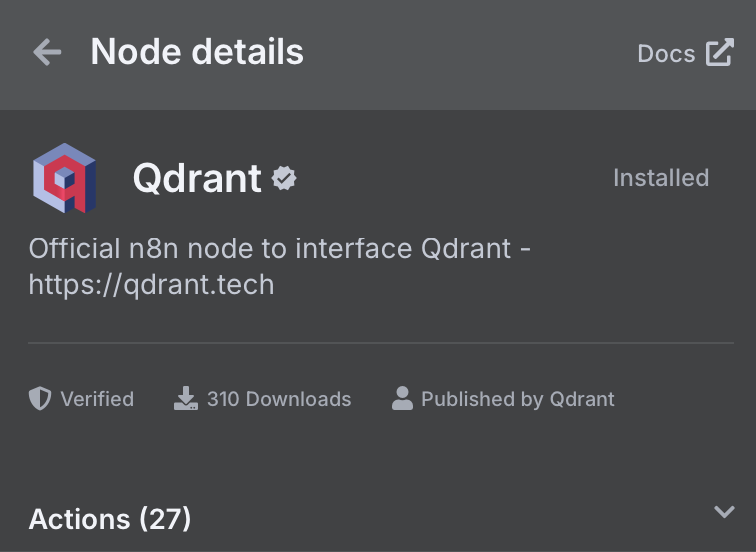 Qdrant n8n node